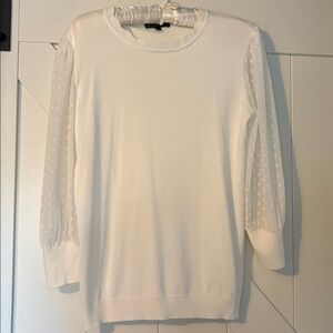 Adrianna Papell Winter-White Sweater with Sheer 3/4 Length Sleeves Size M